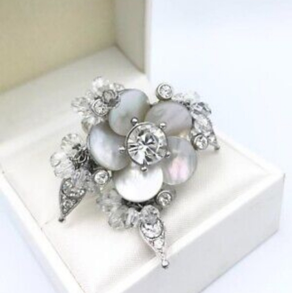 AUTH VINTAGE CHRISTIAN DIOR CRYSTAL COCKTAIL RING RARE VINTAGE - Picture 7 of 8